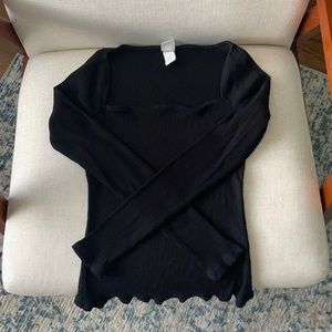H&M Black Square Necked Ribbed Top